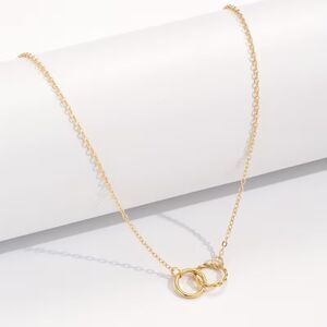 Gold Interlocking Circle Necklace Adjustable Collar Choker Chain Double Ring New